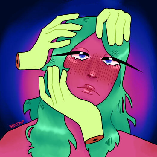 a drawing of a woman