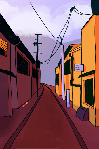 a drawing of a street
