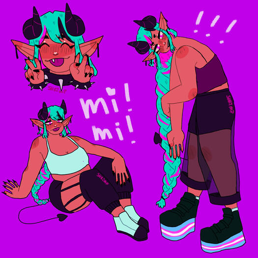 two drawings of twitch streamer mirakurutaimu