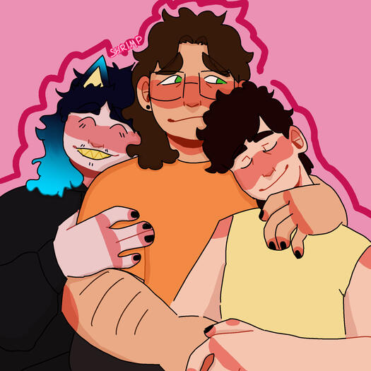 a drawing of benry, gordon and tommy from HLVRAI