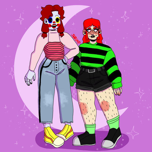 a drawing of my OC Varya and my persona
